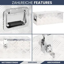 deluke DELUKE® Aluminiumbox mit Deckel Abschließbar Alubox Deichselbox Alu Anhängerbox Werkzeugkiste Transportbox Metallkiste, 70x31x27cm Silber