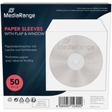 MediaRange BOX65 50er-Pack CD-Papiertaschen mit Lasche und Sichtfenster