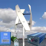800W vertikale Windkraftanlage Generator Kit 12V 24V 48V Helix Windturbine Windräder mit Hybrid MPPT Laderegler und Off Grid Inverter für Heimgebrauch (24V)