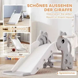 aiyaplay Kinderrutsche 3 in 1 mit Basketballkorb 106 x 51,5 x 52 cm Grau