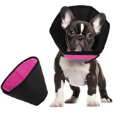 CITÉTOILE Halskrause Hund, Bequem Schutzmaßnahmen Schutzkragen Hund, Einstellbar Hundekragen, Vorbeugung von Biss- und Halskrause Leckwunden, Rosagrau, S