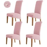 RAKTOV Stuhlhussen XL Größe 4 Stück, Stuhlhussen mit hoher Rückenlehne, Stuhlhussen für Esszimmer, Hotel, abnehmbar, waschbar, Stuhlhussen für Esszimmerstühle, Schonbezüge, Rosa