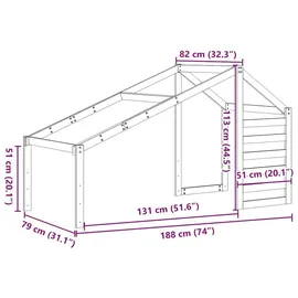 vidaXL Dach für Kinderbett Wachsbraun 188x82x113 cm Massivholz Kiefer