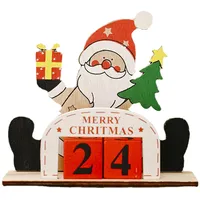 Countdown Kalender Würfel aus Holz, Tage Bis Weihnachten Countdown Ornament, Weihnachtsmann/Schneemann/Elch Weihnachts Adventskalender, Countdown zur Weihnachten Dekoration für Tisch Zuhause Büro