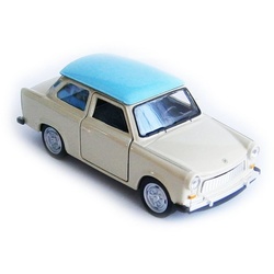 Welly Modellauto TRABANT 601 Modellauto 11,5cm Trabi Modell Auto 14 (Creme-Blau), Spielzeugauto Welly Metall Kinder Spielzeug Geschenk blau|weiß