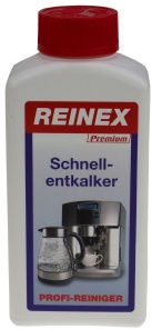 Reinex Premium Schnellentkalker, Wirksamer Entkalker für Kaffeemaschinen und andere Heißwassergeräte, 250 ml - Flasche