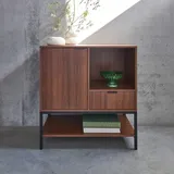 sweeek Sideboard mit Nussbaumholzdekor und 1 Tür, 1 Schublade 2 Regale - Walnut