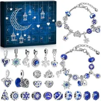 Metall Adventskalender Mädchen Schmuck 2024 Armband DIY Set 22 Perlen für Teenager Kinder - Weihnachtsgeschenke Metall