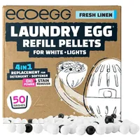 Ecoegg Nachfüllpackung für Weißweine + Lichter, 4-in-1-Ersatz für Waschmittel, Weichspüler, Oxi Power + Fleckenentferner, nicht biologisch, empfindliche Haut, 50 Waschgänge, Fresh Linen
