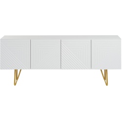 Design-TV-Möbel mit weißer Gravur und goldfarbenem Metall B140 cm OZEN