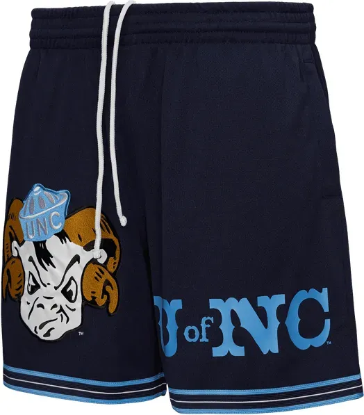 Mitchell and Ness NCAA Team Origins 7 Inch Mesh VNTG Logo University of North Carolina Short Blau