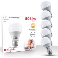 B.K.Licht LED-Leuchtmittel, E27, 5 St., Warmweiß, LED Lampe Glüh-Birne