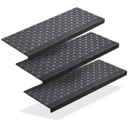 Stufenmatte 3x Gummi 65x25cm Treppenstufen Außen Antirutschmatten Made in EU, BigDean schwarz