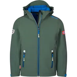 Kinder Softshelljacke Trollfjord Efeugrün/Mittelblau/Schwarz Gr. 164 - 14 Jahre