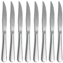 luxuskollektion Steakmesser Set 8-tlg. Edelstahl Spülmaschinenfest Silber/Weiß