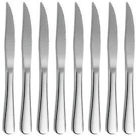 luxuskollektion Steakmesser Set 8-tlg. Edelstahl Spülmaschinenfest Silber/Weiß