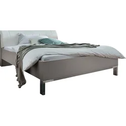 Futonbett WIEMANN "Monaco, erstklassige Qualität Made in Germany", grau (kieselgrau, dekor, kunstleder weiß), B:189cm L:218cm, Betten, mit komfortablem Polsterkopfteil