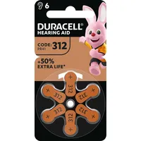 30 Duracell Easytab Typ 312 / DA 312 Zink-Luft Hörgerätebatterien im 6er Blister