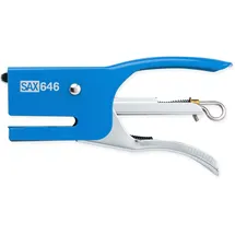Sax Hefter Heftzange Metall, Blau, für 6/4 Klammern, max. Tiefe 28mm, für 20 Blatt, Robustes Metall, Geschlossene Haftung