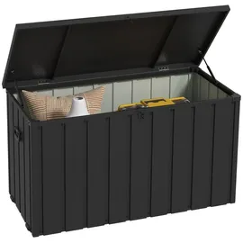 Outsunny Gartenbox Auflagenbox 450L Aufbewahrungsbox Truhe mit Rollen für Garten, Grau