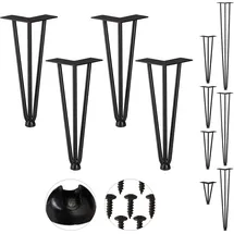 Relaxdays Hairpin Legs, 4er Set, 3 Streben, Metall, Haarnadel Tischbein für Hocker, Tisch & Schrank, 30 cm hoch, schwarz