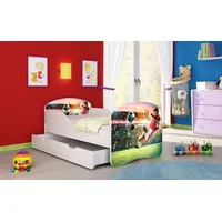 Luxusbetten24 Kinderbett Luna mit Stauraum und verschiedenen Motiven 140x70 Football