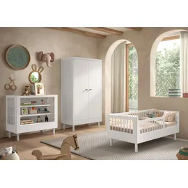 58 aufm Kessel Kinderbett Keeley 70 x 140 cm Buche massiv lackiert weiß