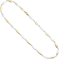 Goldkette JOBO, gelb (gelbgold 585), Halsketten, Damen, Gelbgold 585-Weißgold 585, L: 45cm, Gelbgold 585, Weißgold 585, 585 Gold bicolor 45 cm
