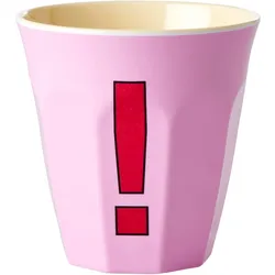 RICE Melamin Becher mit Ausrufezeichen, Ø9 x H9cm, pink