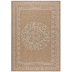 In & Outdoor Teppich Wetterfest Läufer Beige - Balkon Teppich Wasserfest