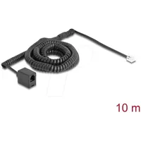 DeLock Telefonkabel Spiralkabel RJ11 Stecker zu Buchse schwarz 10