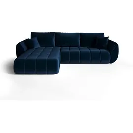 cornero Eckcouch Velours 3-Sitzer Dunkelblau