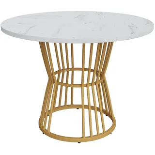 OKWISH Esstisch mit Stahlrahmen (Schreibtisch, Arbeitstisch, 1-St., mit stabilen Stahlrahmen), Geeignet für Küche, Esszimmer, Wohnzimmer weiß