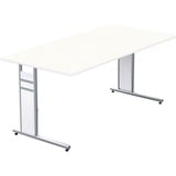 Kerkmann Priola höhenverstellbarer Schreibtisch weiß rechteckig, C-Fuß-Gestell silber 160,0 x 80,0 cm