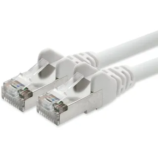 1aTTack 1aTTack.de Netzwerkkabel CAT5e 2x RJ45 Stecker Folien und geflechtgeschirmt SFTP Netzwerk Patch-Kabel 20m weiß