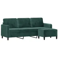 vidaXL 3-Sitzer-Sofa mit Hocker Dunkelgrün 180 cm Samt