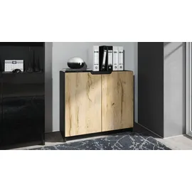 Vladon Logan 82 x 78 x 37 cm Schwarz matt / Eiche Natur