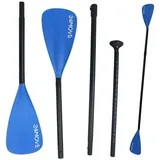 24move 24MOVE® Paddel Doppelpaddel 2 in 1 Teleskoppaddel Stechpaddel für SUP Stand Up Board Kajak, Aluminium 230cm, Blau