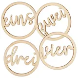 Logbuch-Verlag Dekofigur Adventskranz Zahlen aus Holz 1–4, rund, Ø 5 cm für Kerzen und