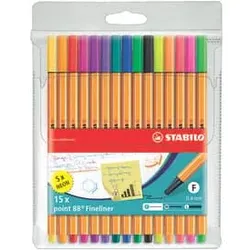 STABILO Feinliner point 88® EF 0,4mm neon 8815-1 10+5 neon Farben