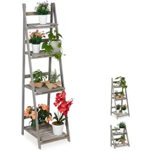 Relaxdays Blumentreppe 160 x 41 x 50 cm Grau