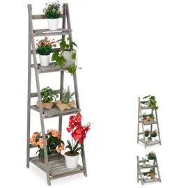 Relaxdays Blumentreppe 160 x 41 x 50 cm Grau