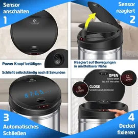 Kesser Automatik Sensor Mülleimer 40 l Silber