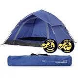 Lumaland Camping Zelt | Leichtes Pop Up Wurfzelt | 2-3 Personen Kuppelzelt | Trekking & Festival Igluzelt | Sekundenzelt Wasserdicht 210x190x110cm | Ideal auch als Strand Wind- & Sonnenschutz [Blau]