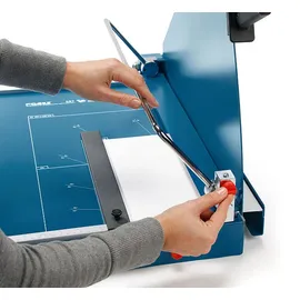 DAHLE 517 Hebel-Schneidemaschine mit manueller Bügelpressung (550 mm bis DIN A3, Schnitthöhe 3,5 mm, Metalltisch) Blau