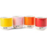 Pantone doppelwandiger Porzellan-Thermobecher Cortado, ohne Henkel,190ml, 4er-Set in Geschenkbox, Yellow 012, Red 2035, Orange 021, Light Pink 182