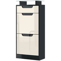 Vladon Schuhschrank, Creme, Holzwerkstoff, 46x104x23 cm, Garderobe, Schuhaufbewahrung, Schuhschränke