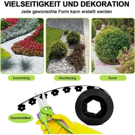 Woltu Flexible Rasenkante Kunststoff mit 30 Erdanker, Garten Beeteinfassung Länge 10 m, Höhe 5 cm, Rasenbegrenzung Wurzelsperre System Schwarz