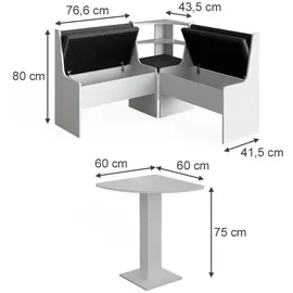 Vicco Eckbankgruppe Roman, Weiß, 60 x 60 cm,