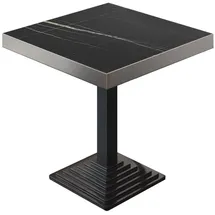 GGM Möbel BPY | Bistro Tisch | 70 x 70 x 81 cm | Quadratisch | Edelstahl Rand | Schwarz Marmor / Schwarz